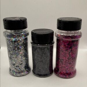 Trio of Chunky Glitter Jars - Silver, Black, Magenta
